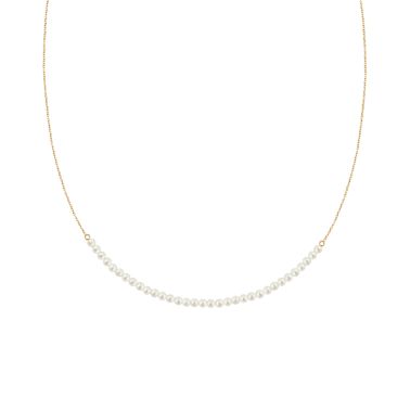 Collier Claverin Mini Rock My Pearls en or jaune et perles blanches