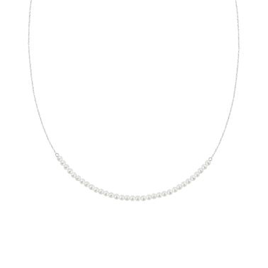Collier Claverin Mini Rock My Pearls en or blanc et perles blanches
