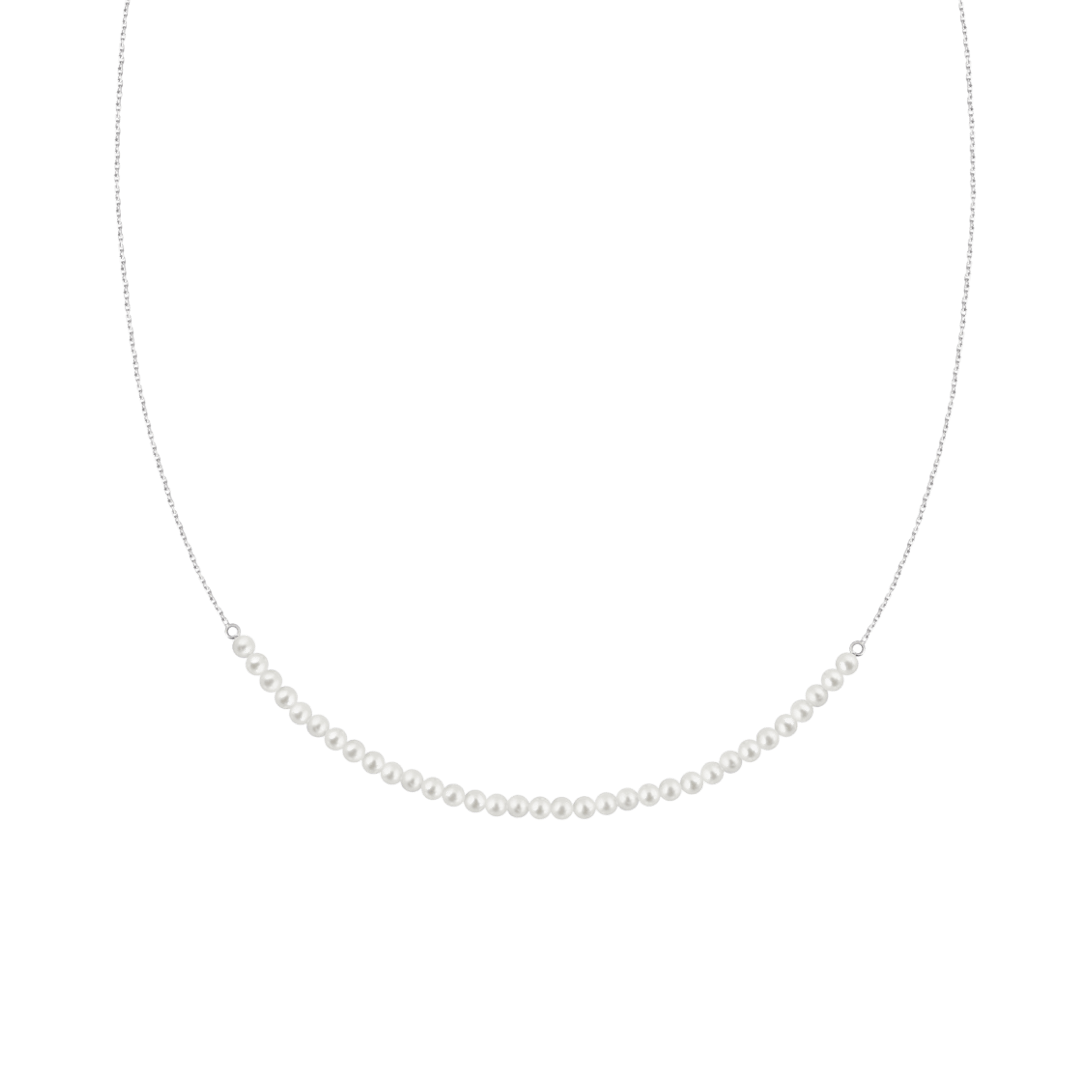 Collier Claverin Mini Rock My Pearls en or blanc et perles blanches