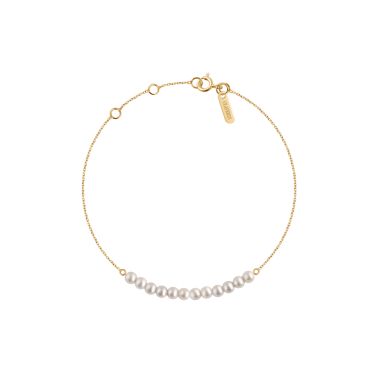 Bracelet Claverin Mini Rock My Pearls en or jaune et perles blanches