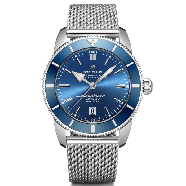 Montre Breitling Superocean Heritage II B20 cadran bleu bracelet maille milanaise 46 mm