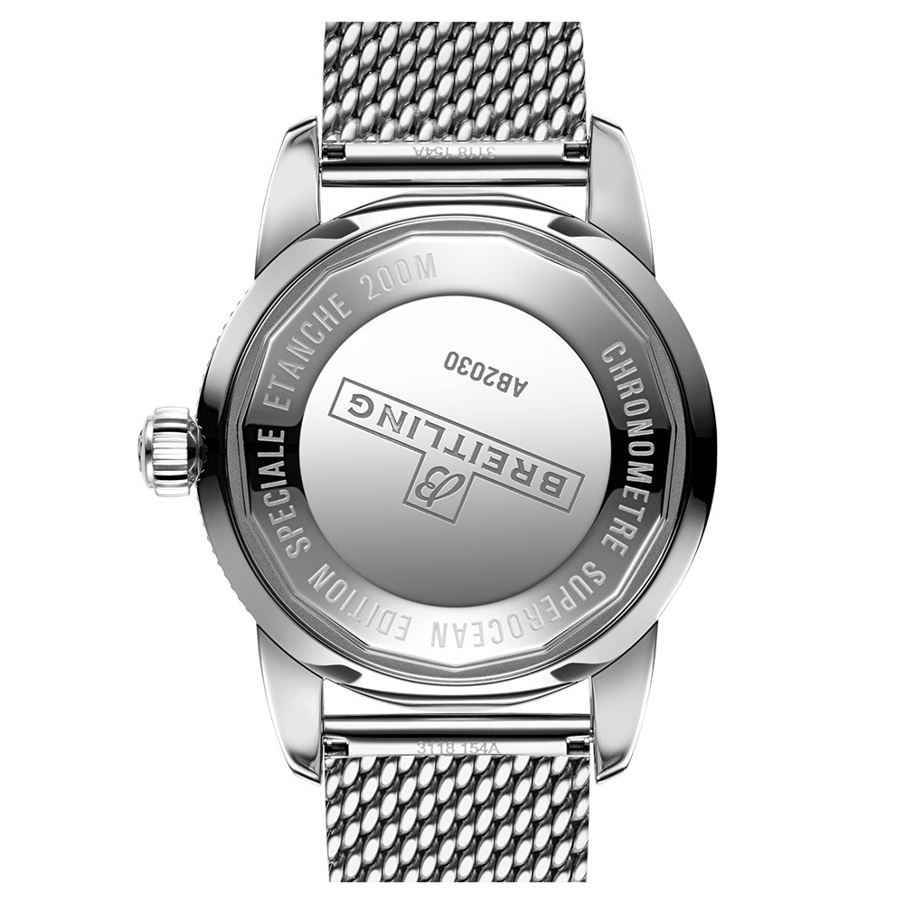 Montre Breitling Superocean Heritage II B20 automatique cadran noir bracelet maille milanaise 44 mm