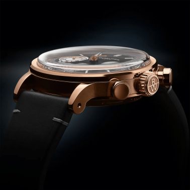Raymond Weil Millesime Chronograph Tri-Compax automatic PDV Rose Gold black dial leather strap 39 mm