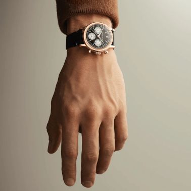 Raymond Weil Millesime Chronograph Tri-Compax automatic PDV Rose Gold black dial leather strap 39 mm