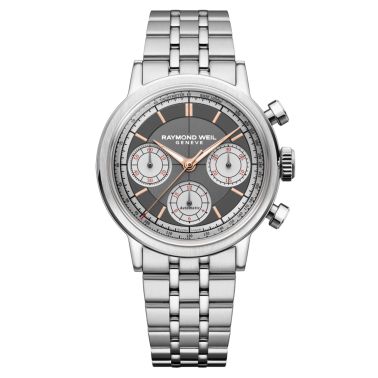 Raymond Weil Millesime Chronograph Tri-Compax automatic anthracite dial steel bracelet 39 mm