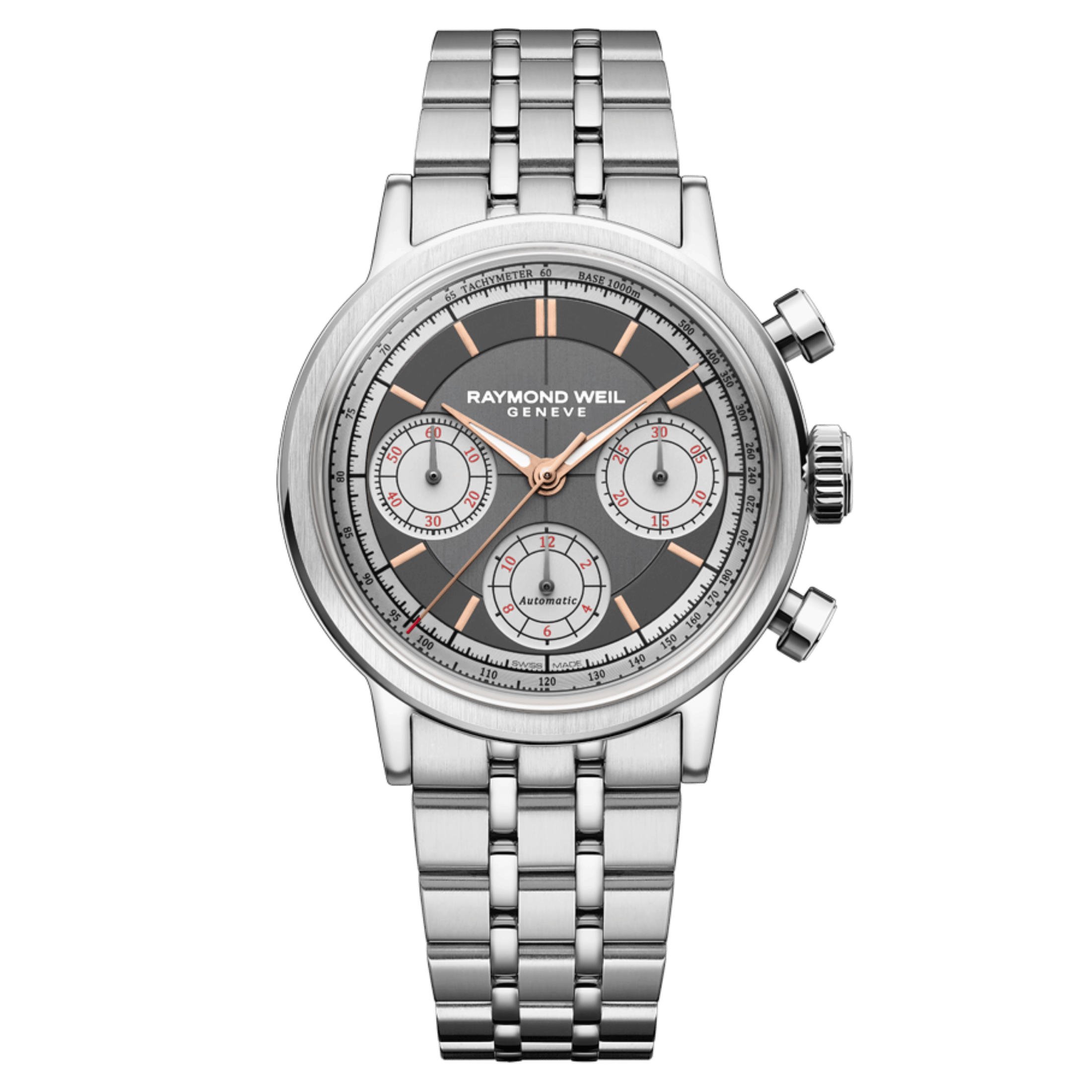 Raymond Weil Millesime Chronograph Tri-Compax automatic anthracite dial steel bracelet 39 mm