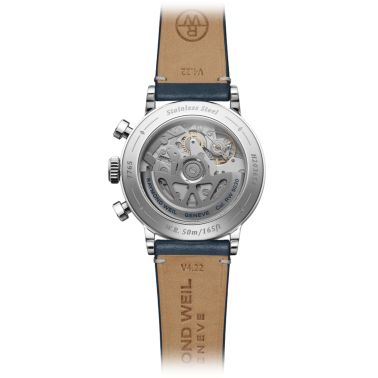 Raymond Weil Millesime Chronograph Tri-Compax automatic blue dial leather strap 39,5 mm