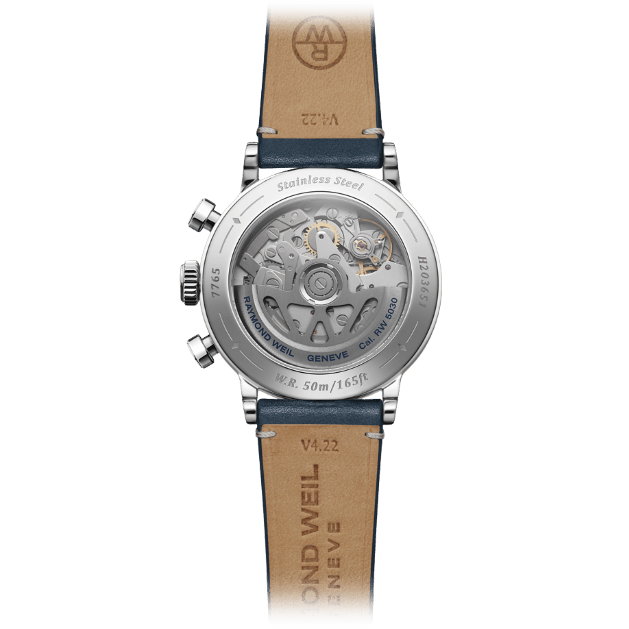 Raymond Weil Millesime Chronograph Tri-Compax automatic blue dial leather strap 39,5 mm