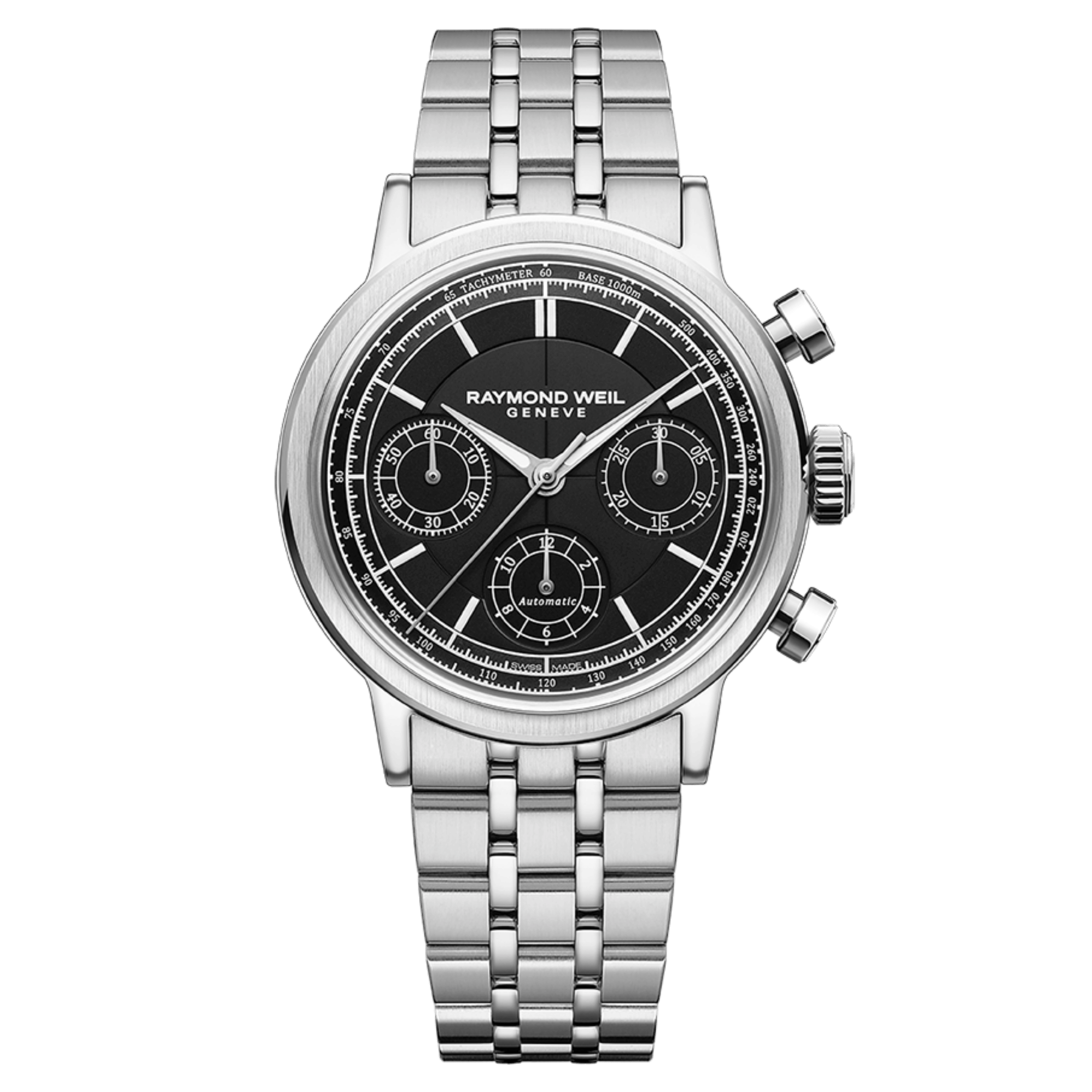 Raymond Weil Millesime Chronograph Tri-Compax automatic black dial steel bracelet 39,5 mm