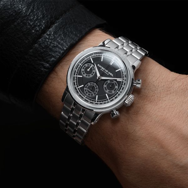 Raymond Weil Millesime Chronograph Tri-Compax automatic black dial steel bracelet 39,5 mm