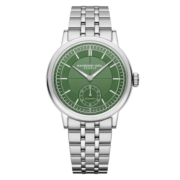 Raymond Weil Millesime Automatic Small Seconds green dial steel bracelet 39,5 mm