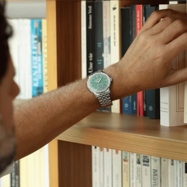 Raymond Weil Millesime Automatic Small Seconds green dial steel bracelet 39,5 mm