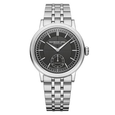 Montre Raymond Weil Millesime Automatique Petite Seconde cadran anthracite bracelet acier 39,5 mm