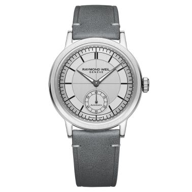 Raymond Weil Millesime Automatic Small Seconds silver dial leather strap 39,5 mm