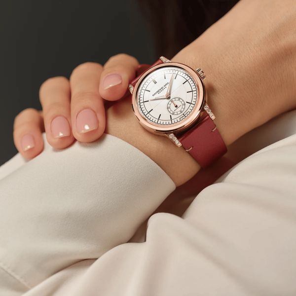 Raymond Weil Millesime Automatic Small Seconds Diamonds PVD Rose Gold cream dial leather strap 35 mm