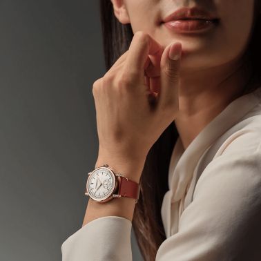 Raymond Weil Millesime Automatic Small Seconds Diamonds PVD Rose Gold cream dial leather strap 35 mm