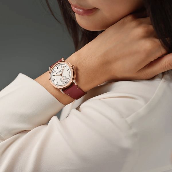 Raymond Weil Millesime Automatic Small Seconds Diamonds PVD Rose Gold cream dial leather strap 35 mm