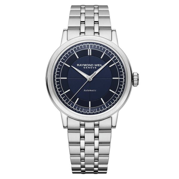 Raymond Weil Millesime Automatic Central Seconds blue dial steel bracelet 39,5 mm