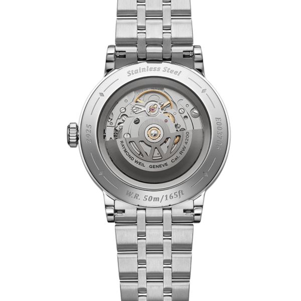 Montre Raymond Weil Millesime Automatique Seconde Centrale cadran bleu bracelet acier 39,5 mm