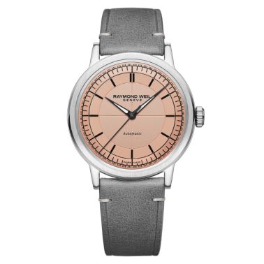 Raymond Weil Millesime Automatic Central Seconds salmon dial leather strap 39,5 mm