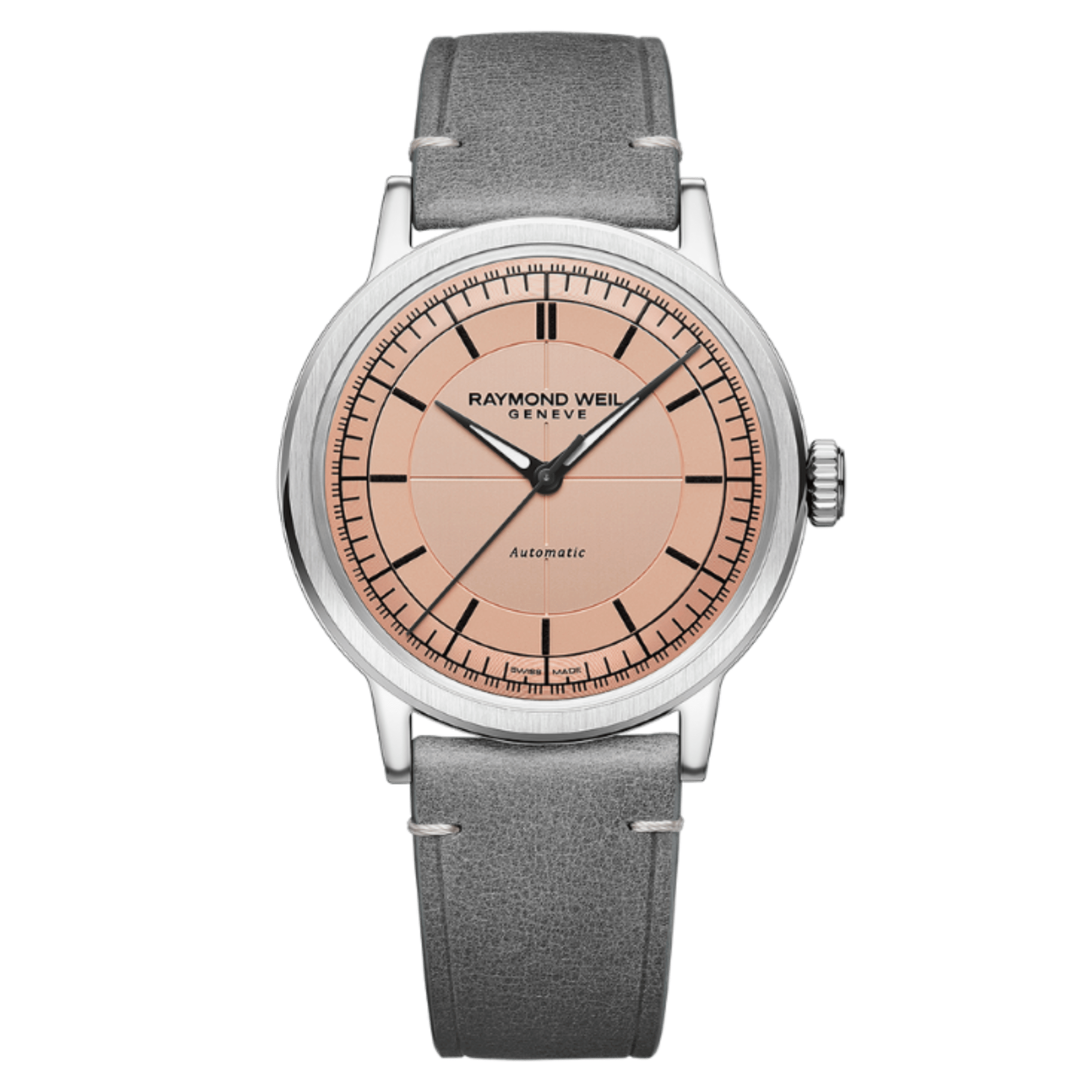 Raymond Weil Millesime Automatic Central Seconds salmon dial leather strap 39,5 mm