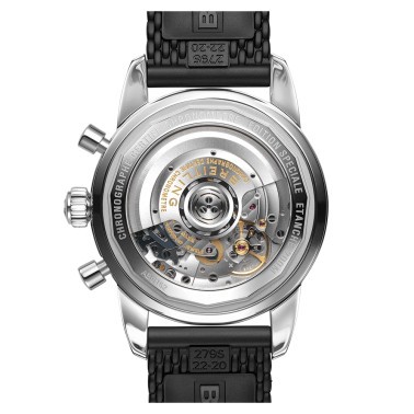 Montre Breitling Superocean Heritage II B01 chronograph automatique cadran argenté bracelet caoutchouc noir 44 mm