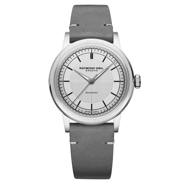 Raymond Weil Millesime Automatic Central Seconds silver dial leather strap 35 mm