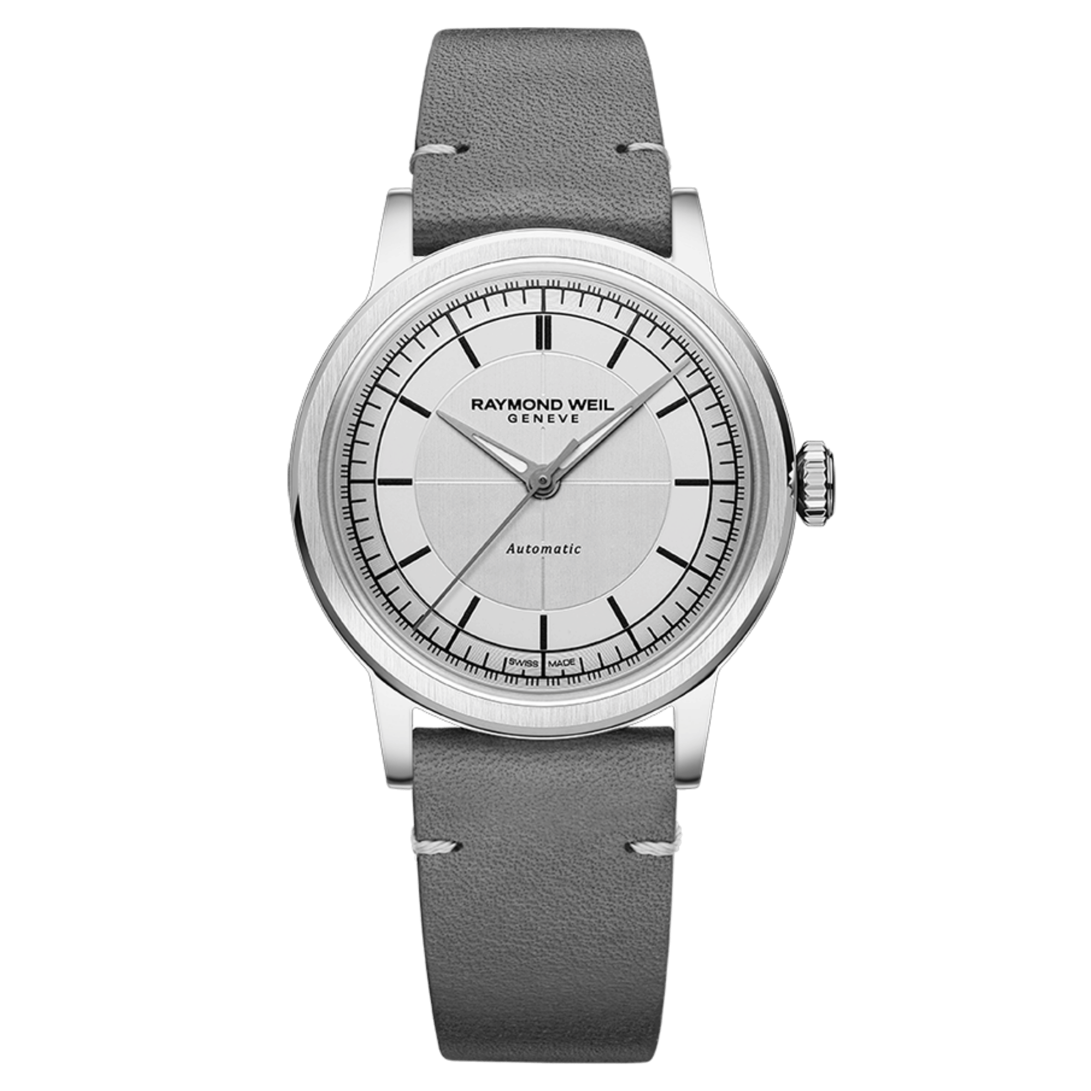 Raymond Weil Millesime Automatic Central Seconds silver dial leather strap 35 mm