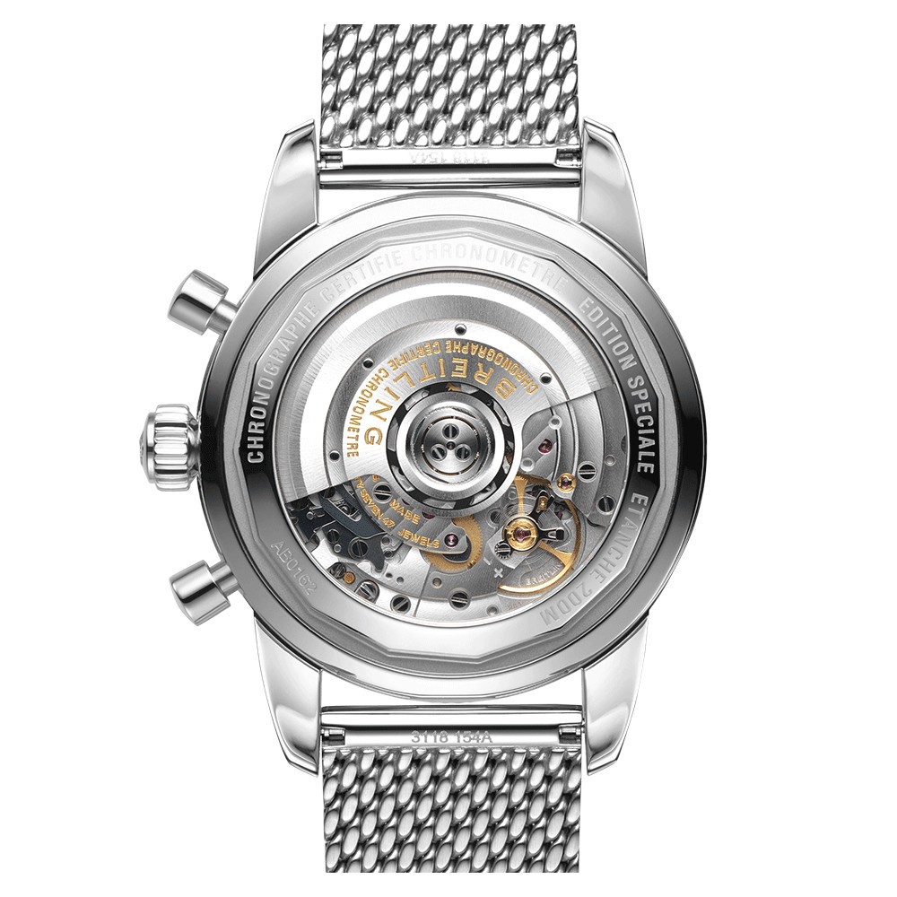 Montre Breitling Superocean Heritage II B01 chronograph automatique cadran argenté bracelet maille milanaise 44 mm AB0162121G1A1