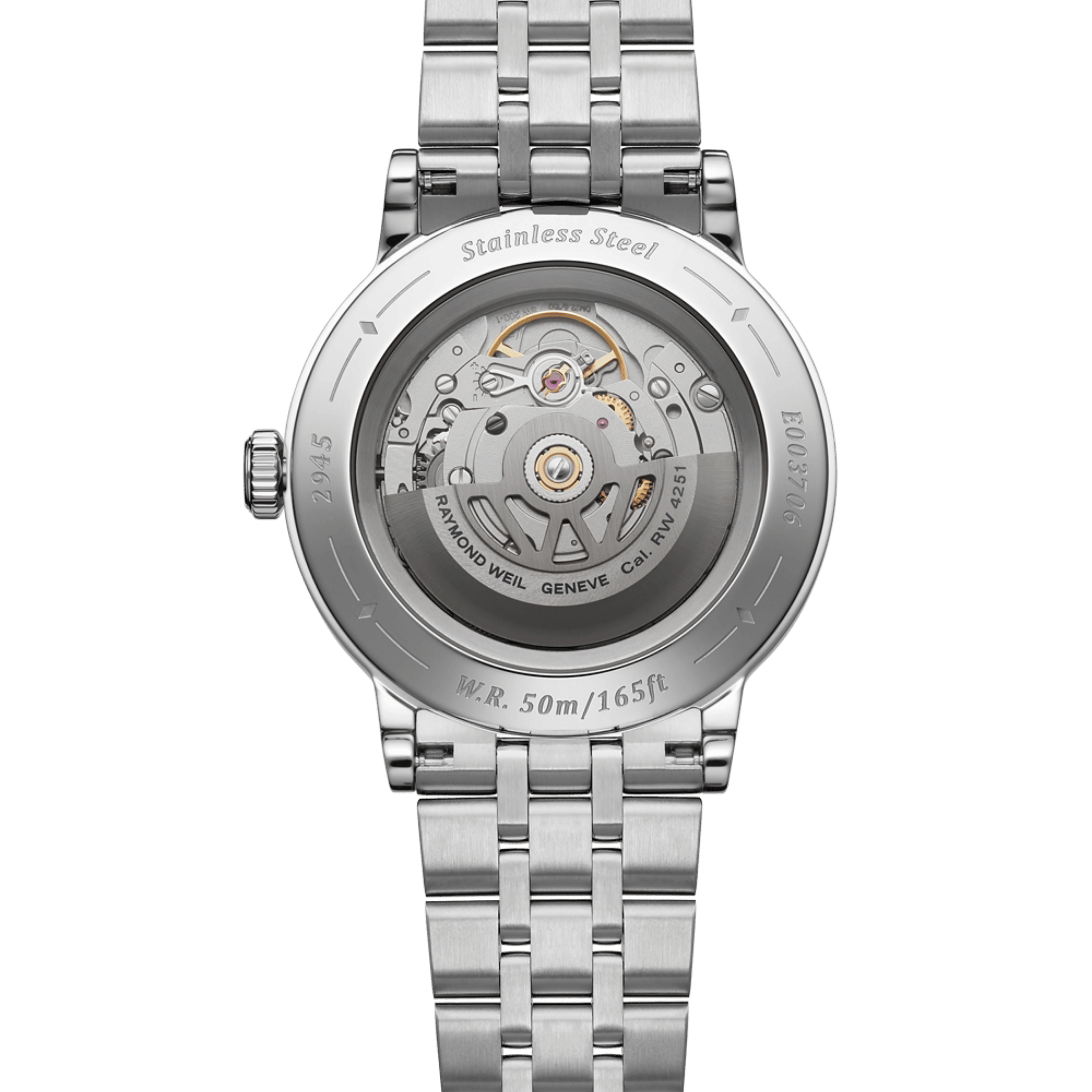 Montre Raymond Weil Millesime Automatique Phase de Lune cadran argenté bracelet acier 39,5 mm