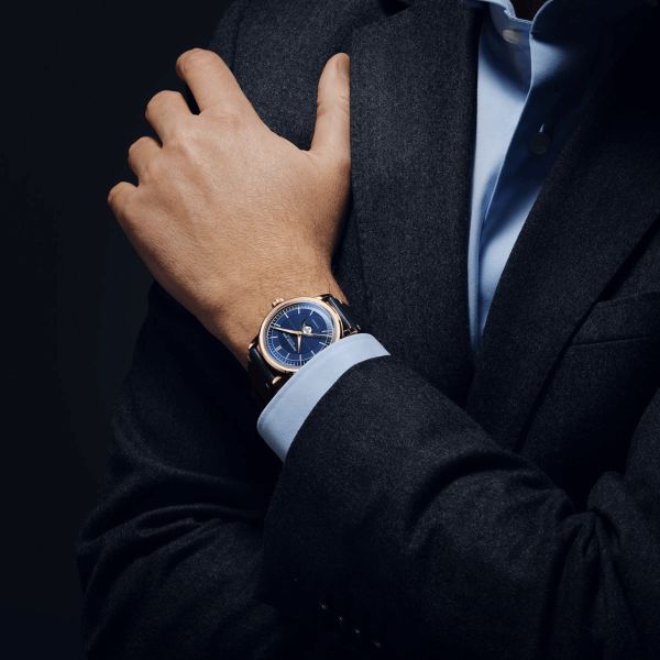 Raymond Weil Millesime Automatic Moon Phase PVD Rose gold blue dial leather strap 39,5 mm