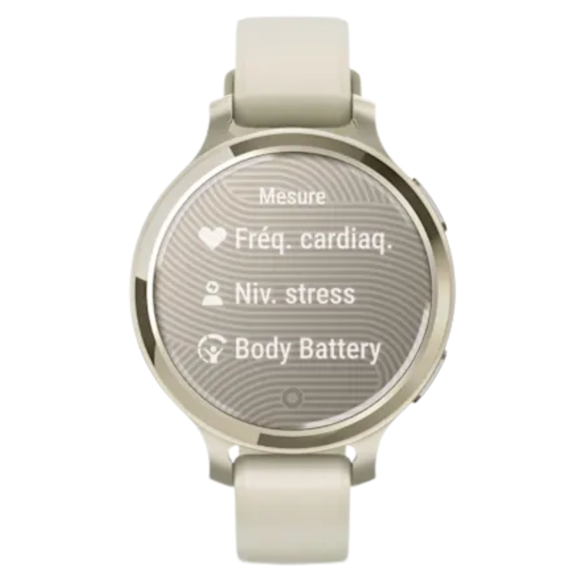 Montre Garmin Lily 2 Active Lunar Gold bracelet silicone blanc 38 mm