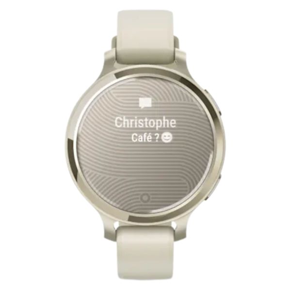 Montre Garmin Lily 2 Active Lunar Gold bracelet silicone blanc 38 mm