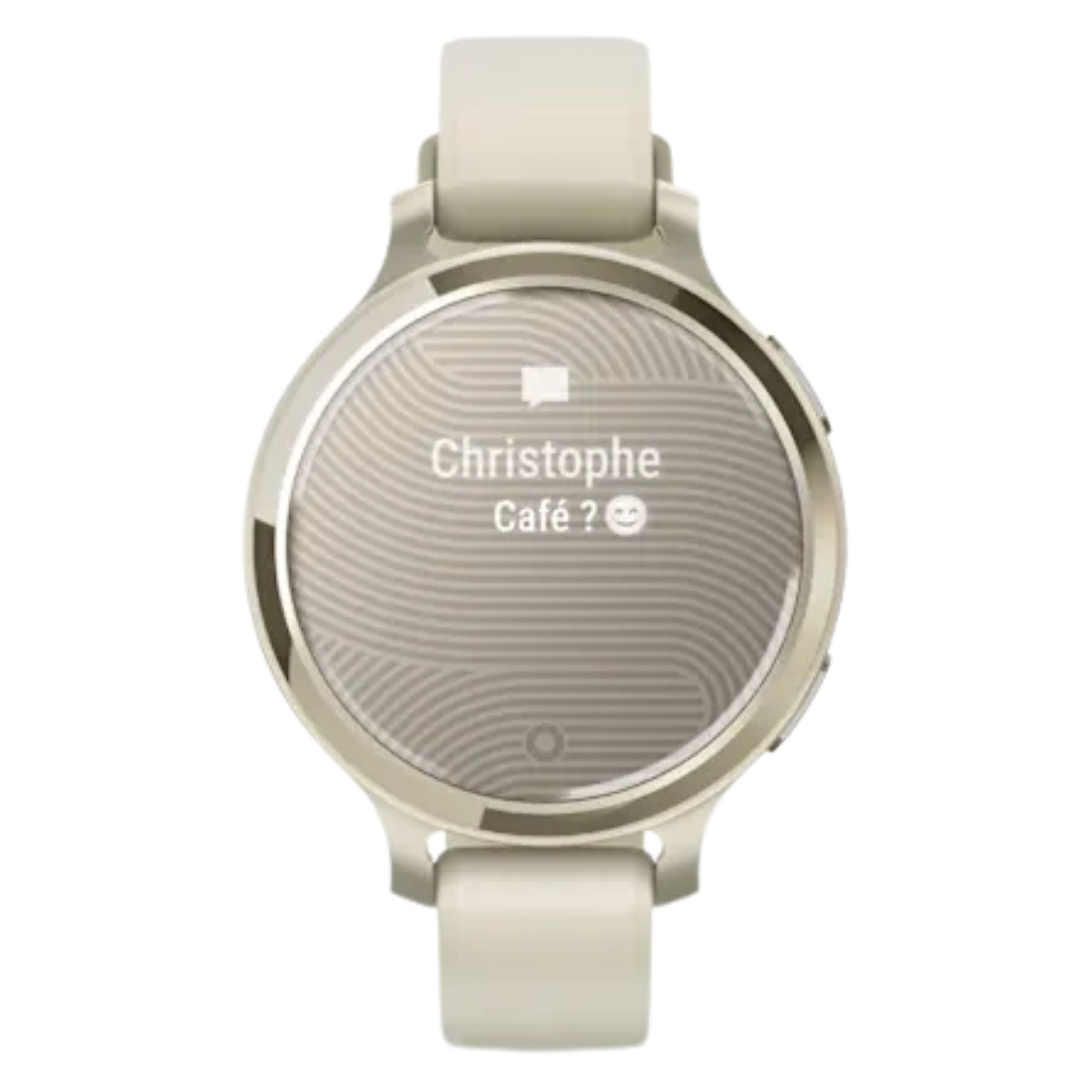 Montre Garmin Lily 2 Active Lunar Gold bracelet silicone blanc 38 mm