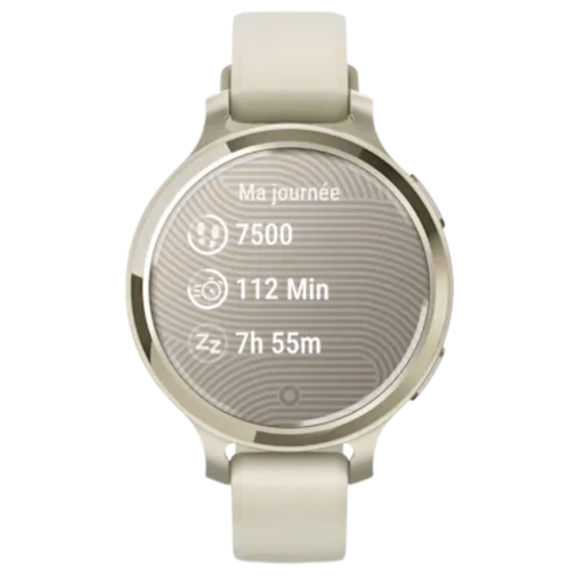 Montre Garmin Lily 2 Active Lunar Gold bracelet silicone blanc 38 mm