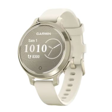 Montre Garmin Lily 2 Active Lunar Gold bracelet silicone blanc 38 mm