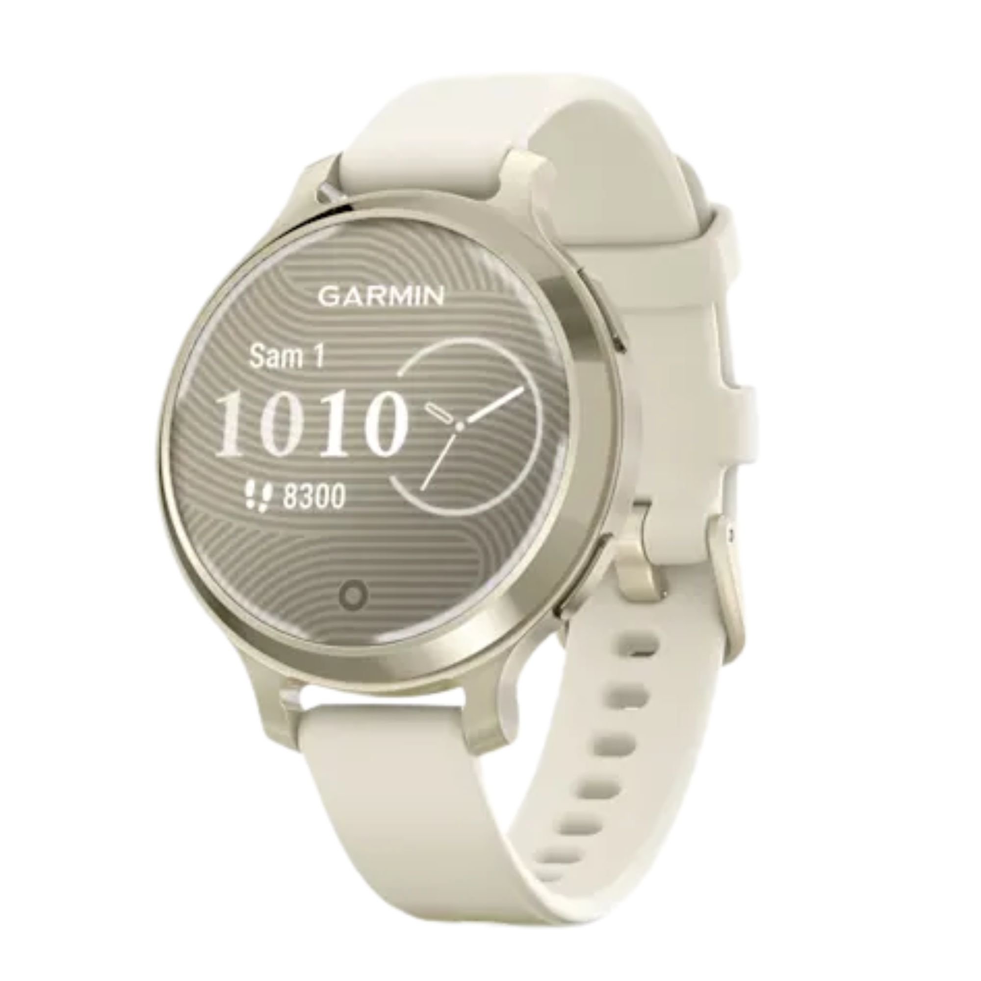 Montre Garmin Lily 2 Active Lunar Gold bracelet silicone blanc 38 mm
