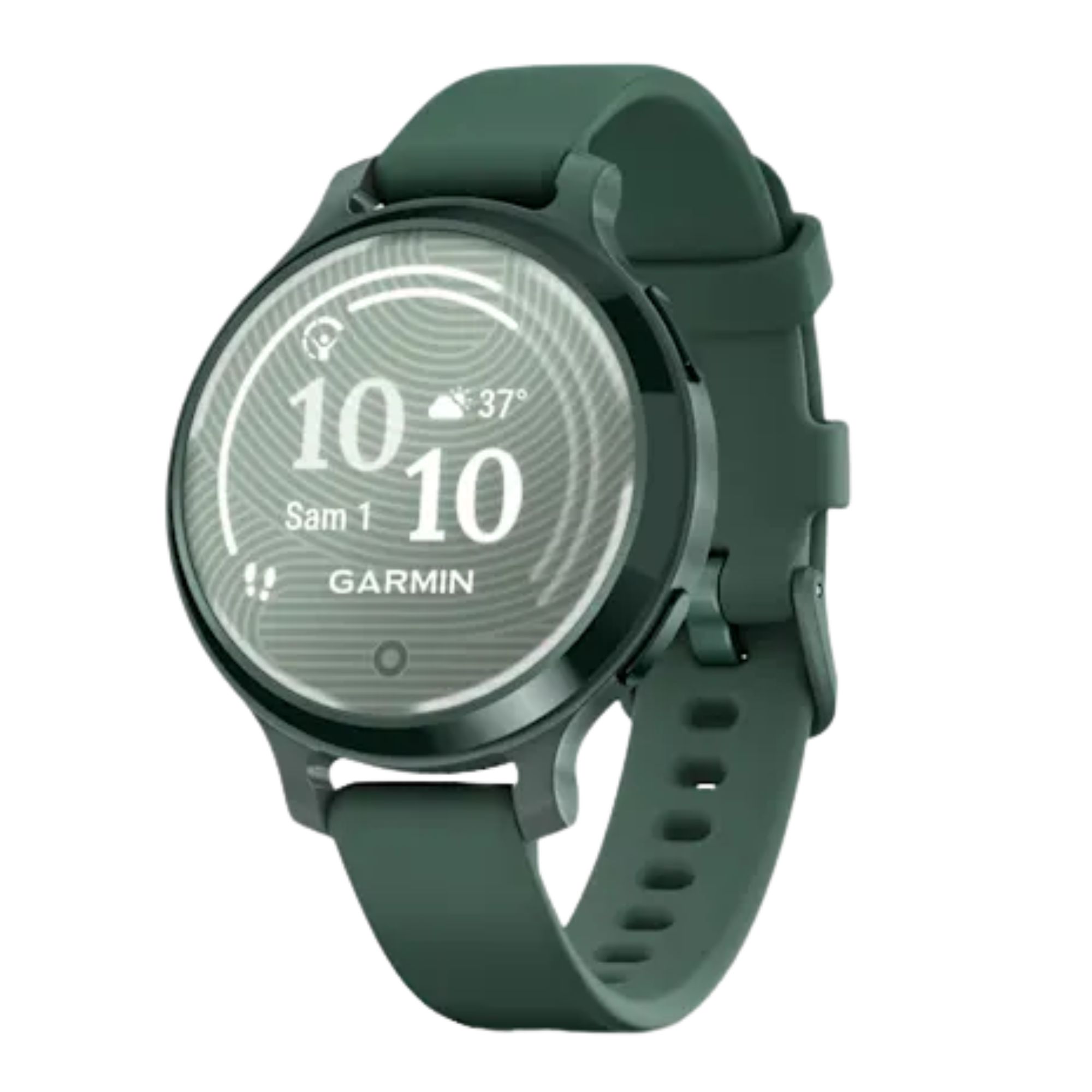 Garmin Lily 2 Active Jasper Green watch with green silicone strap, 38 mm