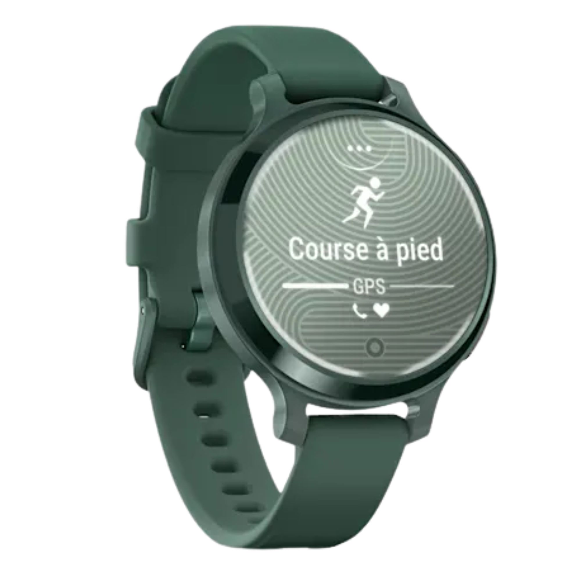 Garmin Lily 2 Active Jasper Green watch with green silicone strap, 38 mm