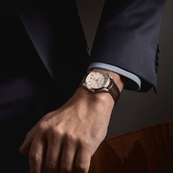 Watch Baume et Mercier Clifton automatic, white dial, brown strap, 39 mm