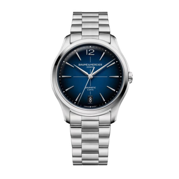 Watch Baume et Mercier Clifton automatic, blue dial, steel bracelet, 39 mm