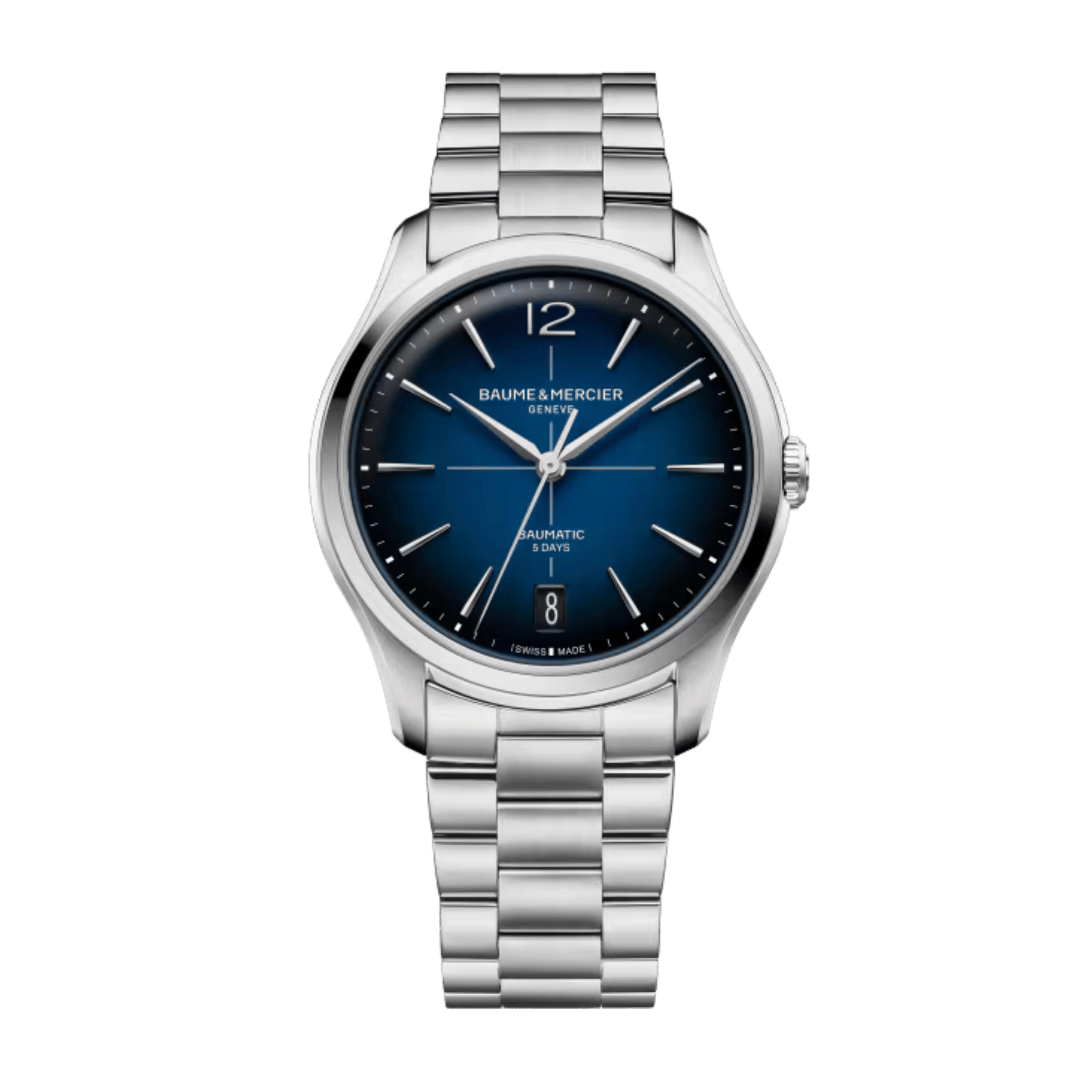 Montre Baume et Mercier Clifton automatique cadran bleu bracelet acier 39 mm