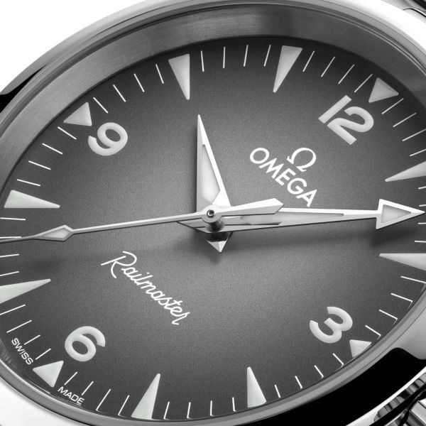 Montre Omega Seamaster Railmaster Co-Axial Master Chronometer cadran gris bracelet acier 38 mm