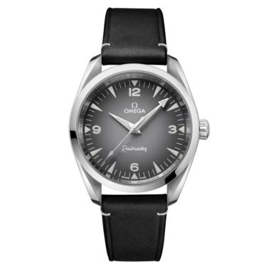 Montre Omega Seamaster Railmaster Co-Axial Master Chronometer cadran gris bracelet cuir 38 mm