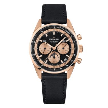 Montre Zenith Chronomaster Original Triple Calendar El Primero Or rose cadran noir bracelet cuir 38 mm