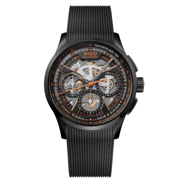 copy ofMontre Mido Multifort Skeleton Chronograph automatique bracelet caoutchouc bleu 44 mm