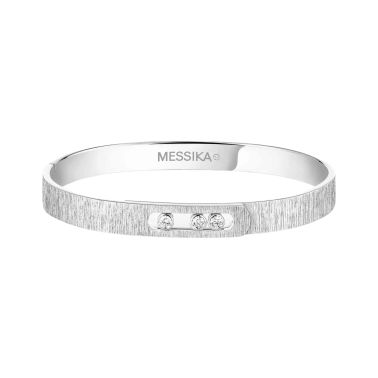 Bangle Messika Move Noa Ciselé en or blanc et diamants