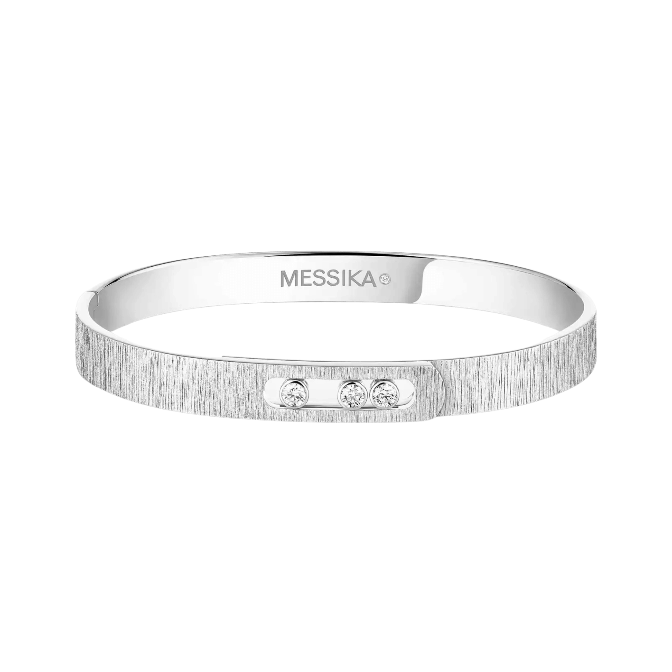 Bangle Messika Move Noa Ciselé en or blanc et diamants