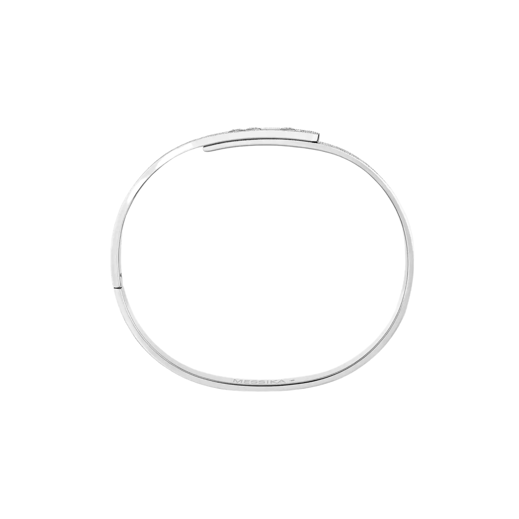 Bangle Messika Move Noa Ciselé en or blanc et diamants