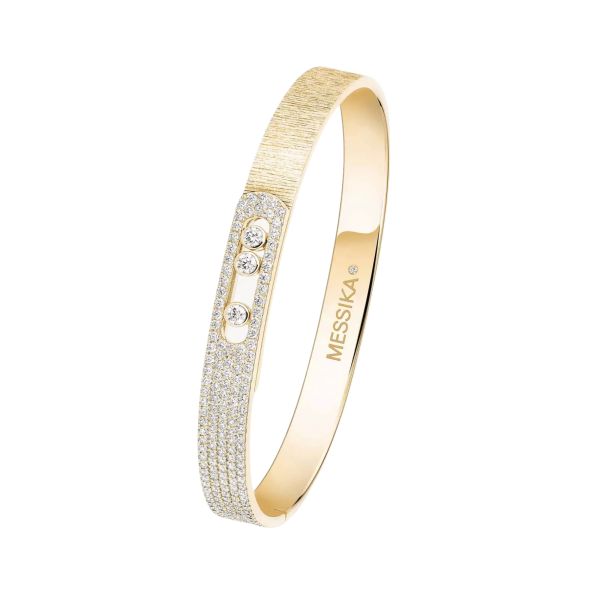 Messika Move Noa Ciselé bangle, semi-paved in yellow gold and diamonds